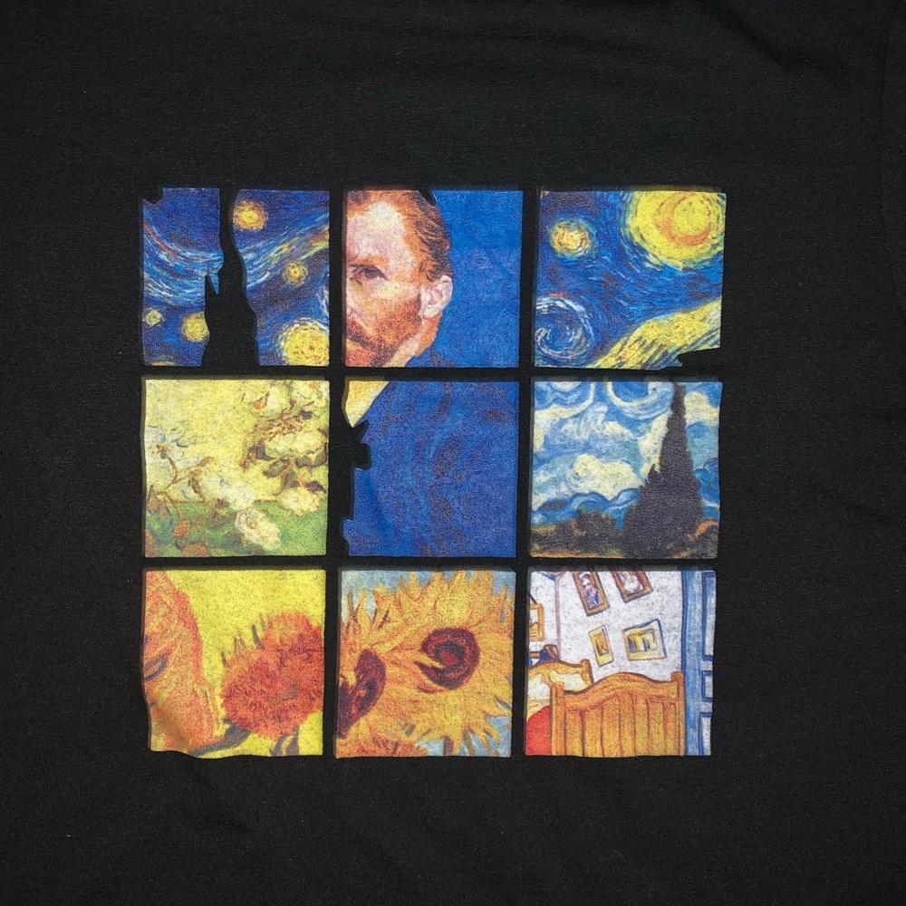 Unique Vincent Van Gogh black graphic t-shirt - Picture 2 of 2